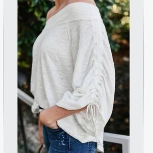 We The Free People Bohemia drawstring sleeve tee top